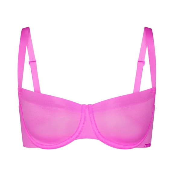 SKIMS Other - SKIMS Pink No Show Unlined Balconette Seamless Sheer Mesh Bra Size 34C